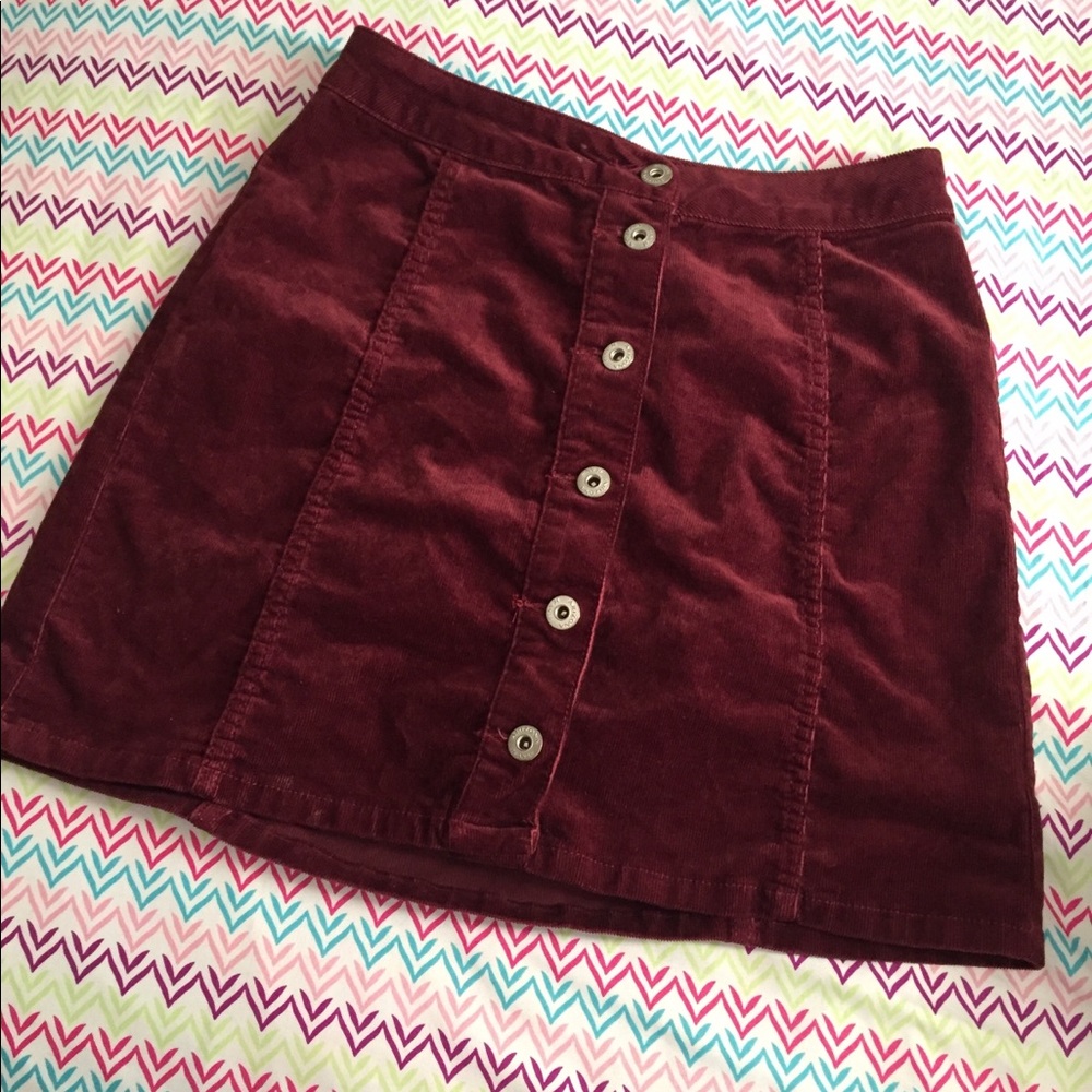 Burgundy velvet skirt